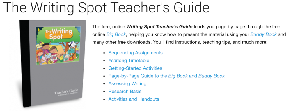 The Writing Spot Teacher's Guide Table of Contents