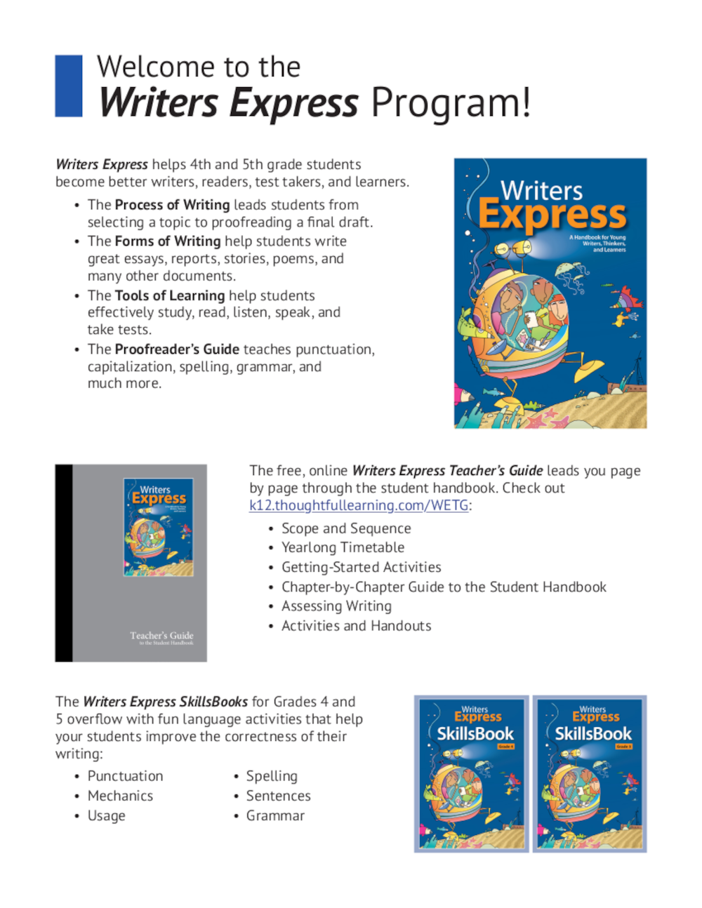 Writers Express Program Sheet 1
