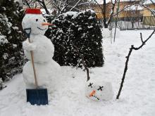 Calvins twisted take on traditional snowpeople shows his creative thinking.