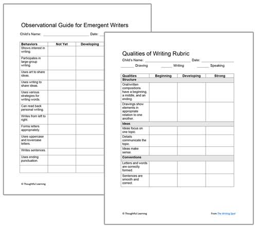 Observational Guide for Emergent Writers & Qualities of Writing Rubric