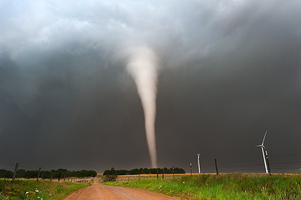 A tornado in a field