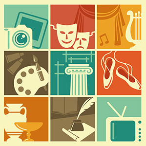 Vintage symbols of various arts