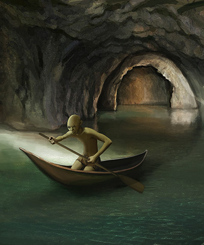 Using Quotation Marks Gollum paddling in underground river