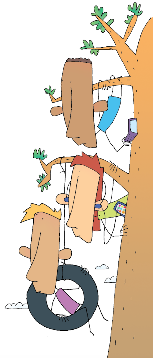 Students Hang Out in a Tree