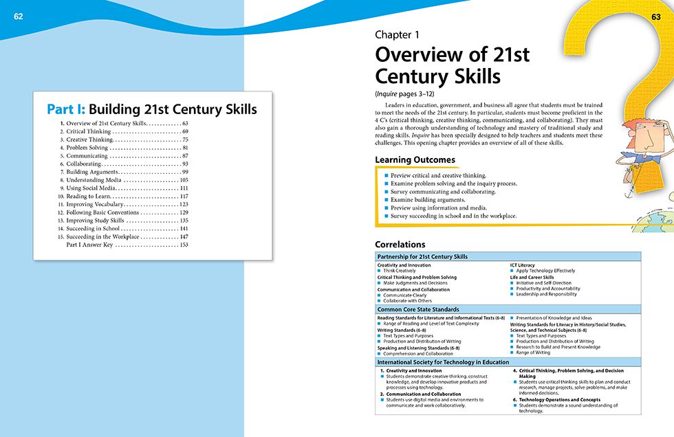 Inquire Middle School Teacher's Guide Pages 62 and 63