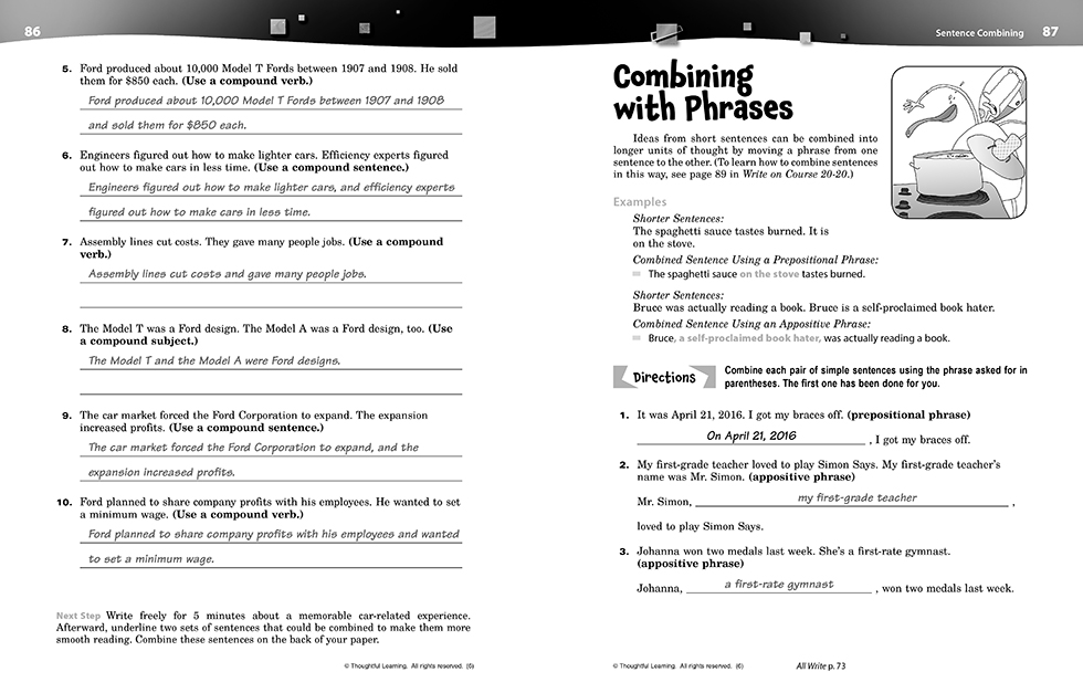 Write on Course 20-20 SkillsBook (6) Teacher's Edition pages 86 and 87 Write on Course 20-20 SkillsBook (6) Teacher's Edition pages 86 and 87