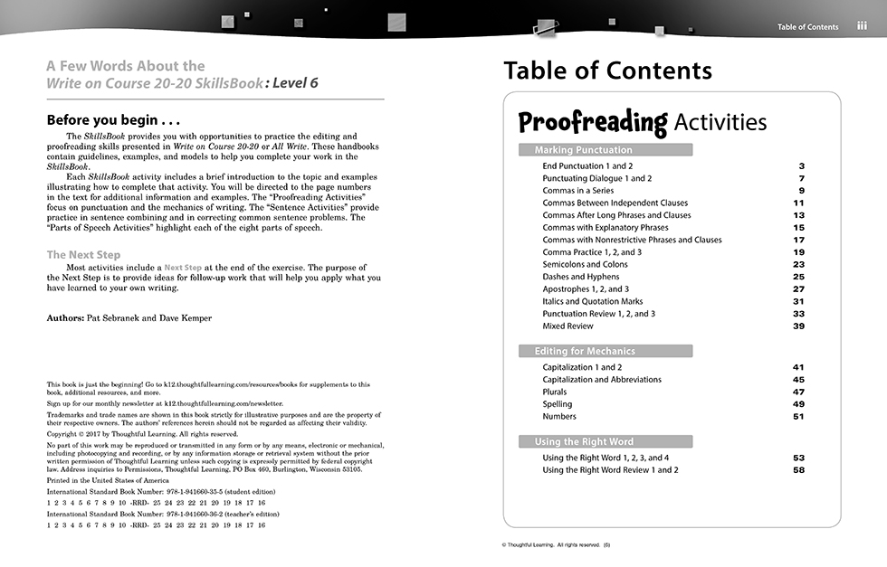 Write on Course 20-20 SkillsBook (6) Teacher's Edition pages ii and iii Write on Course 20-20 SkillsBook (6) Teacher's Edition pages ii and iii