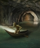 Gollum paddling in underground river