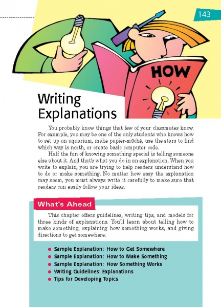 Writing Explanations Opening Page