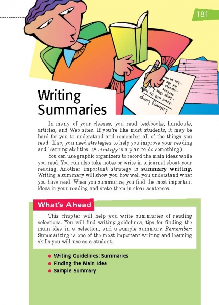 Writing Summaries Opening Page
