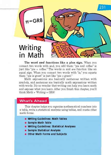 Writing in Math Opening Page