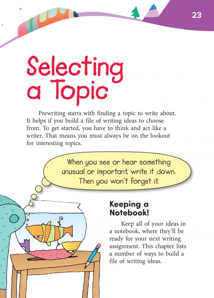 Write on Track Selecting a Topic Opening Page