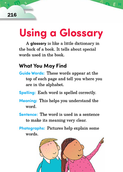 Using a Glossary Opening Page