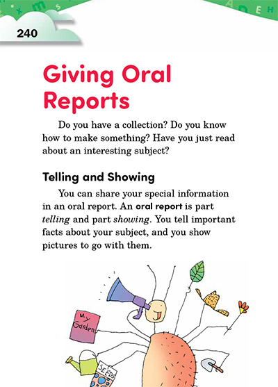 Giving Oral Reports Opening Page