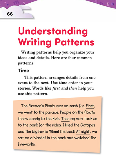 Understanding Writing Patterns Opening Page