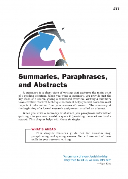Summaries, Paraphrases, and Abstracts Chapter Opener