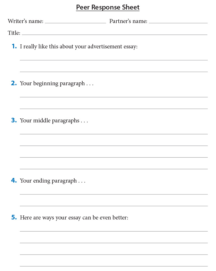 Peer Response Sheet