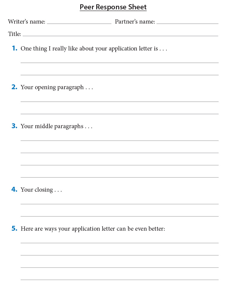 Peer Response Sheet