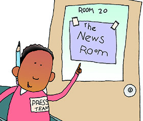 student in the news room