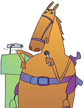 horse giving a talk