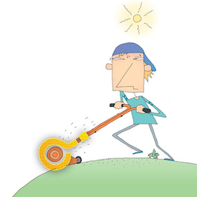 mowing the lawn