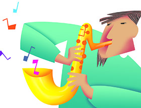 playing the saxophone