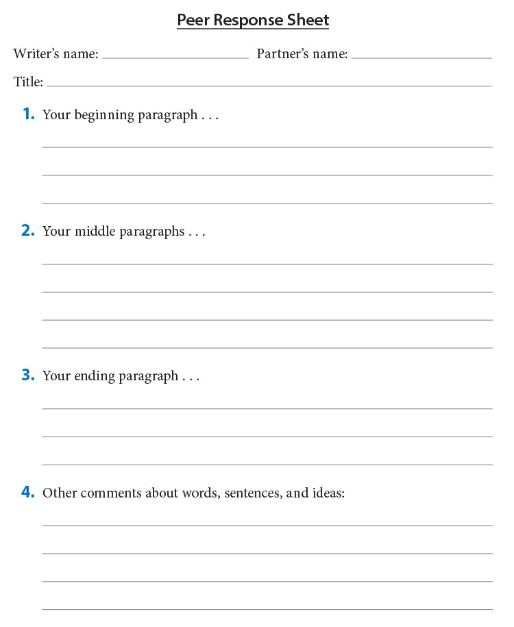 Peer Response Sheet