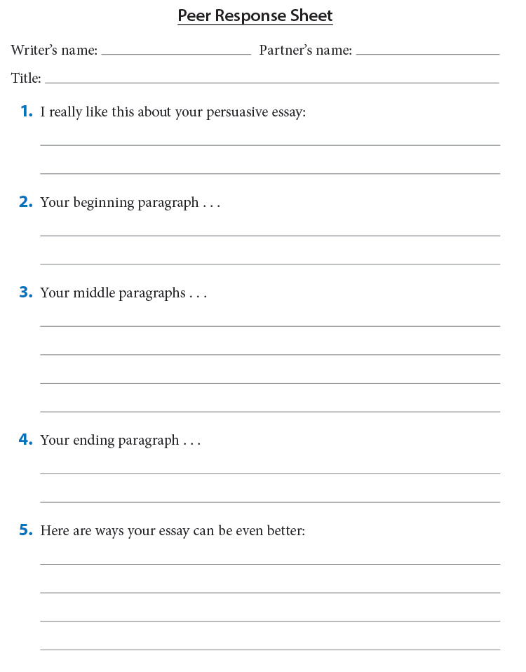 Peer Response Sheet