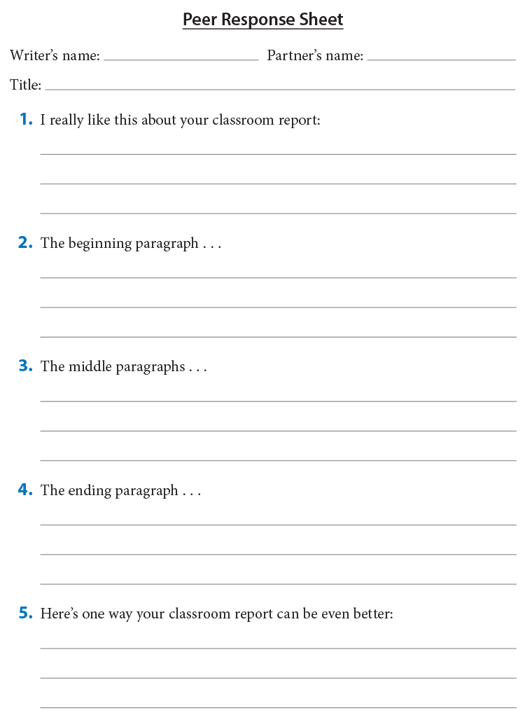 Peer Response Sheet