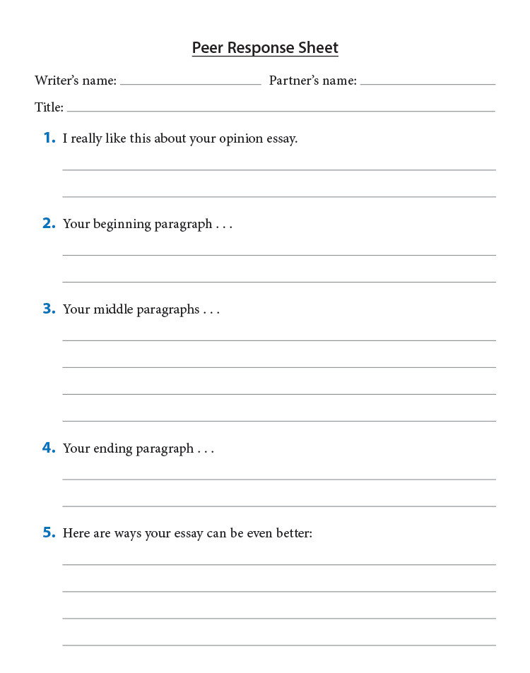 Peer Response Sheet