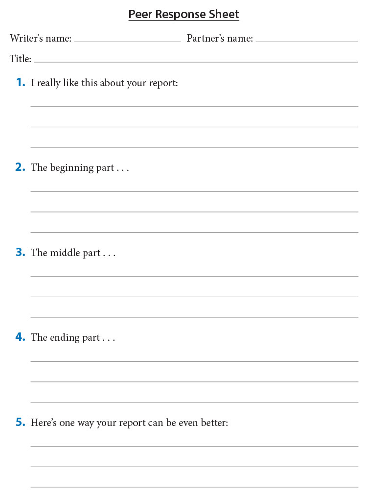 Peer Response Sheet